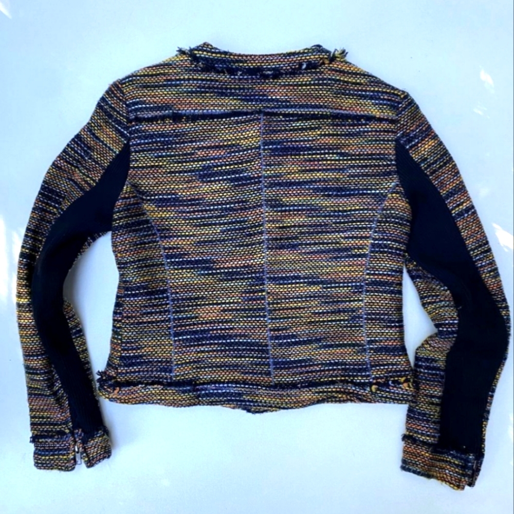 Tweed Fringe Moto Jacket Cropped - Greylin - Picture 6 of 10